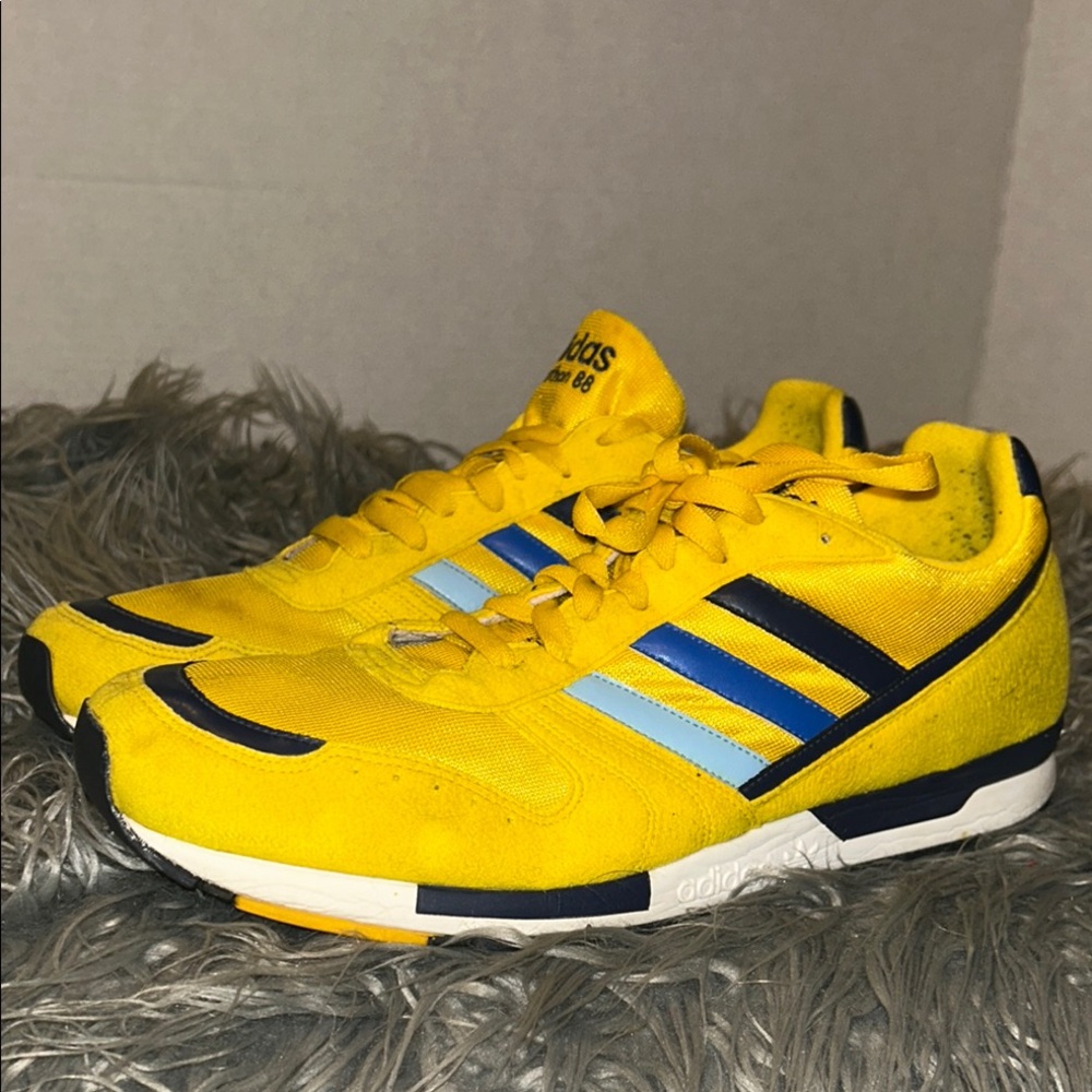VTG RETRO Adidas OriginalsMarathon 88 Yellow & Blue Running Sneakers RARE HTF